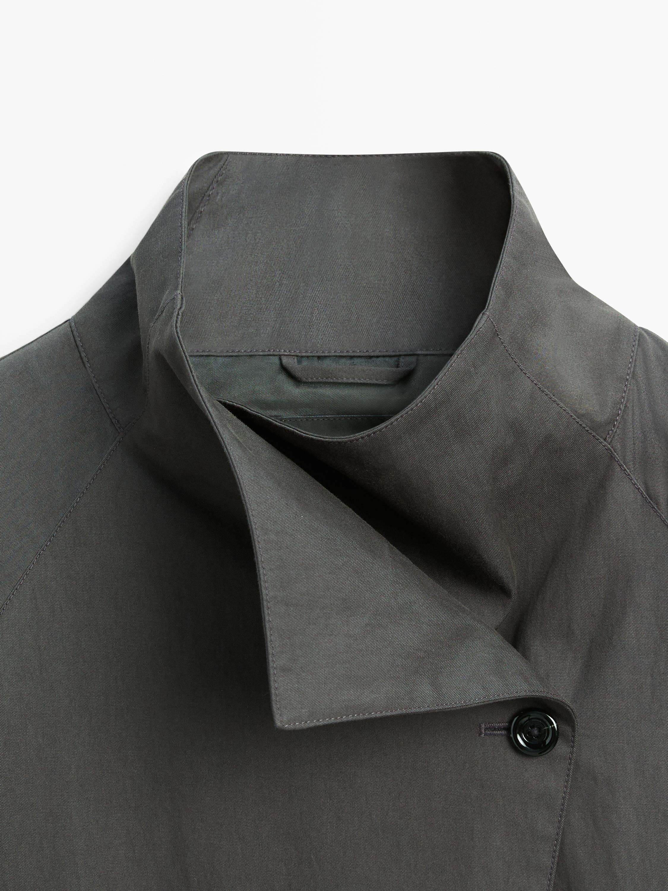 Trench court ceinture coton mélangé